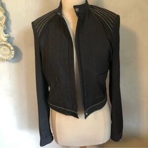 Laundry by Shelli Segal Gray modern,classic cropped jacket w/side pockets Size 6